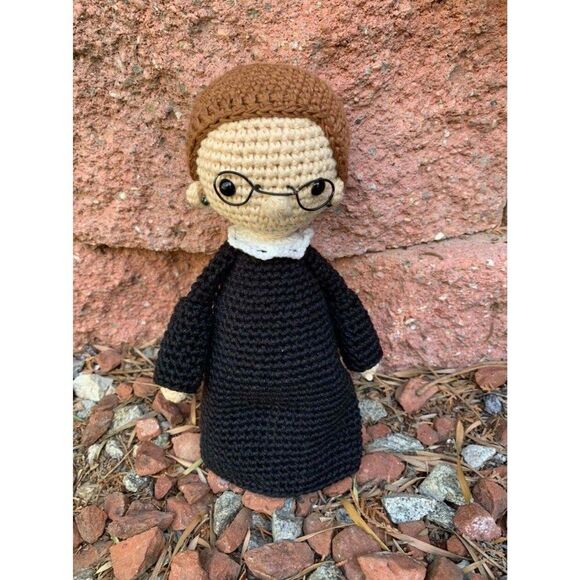 Handmade Crocheted RBG Doll Plushie Ruth Bader Ginsburg Stuffed Doll - Picture 2 of 3